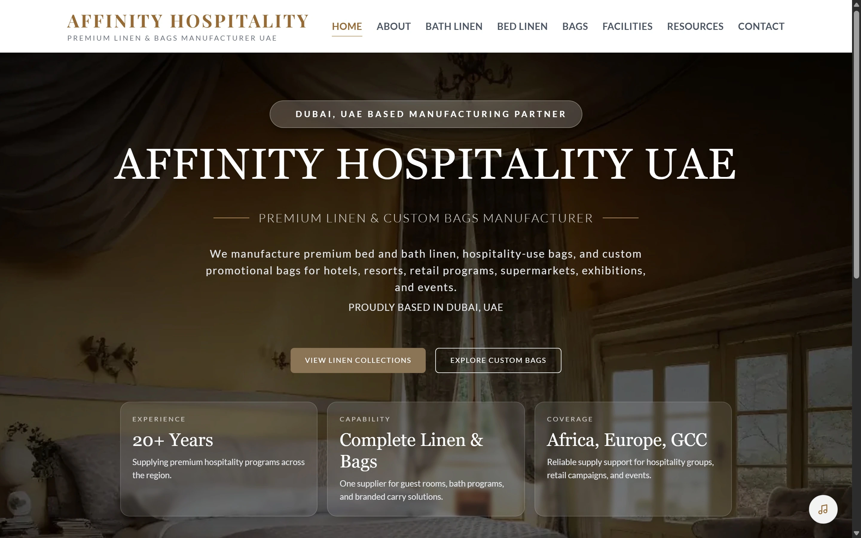 Affinity Hospitality UAE linen and bags manufacturing site