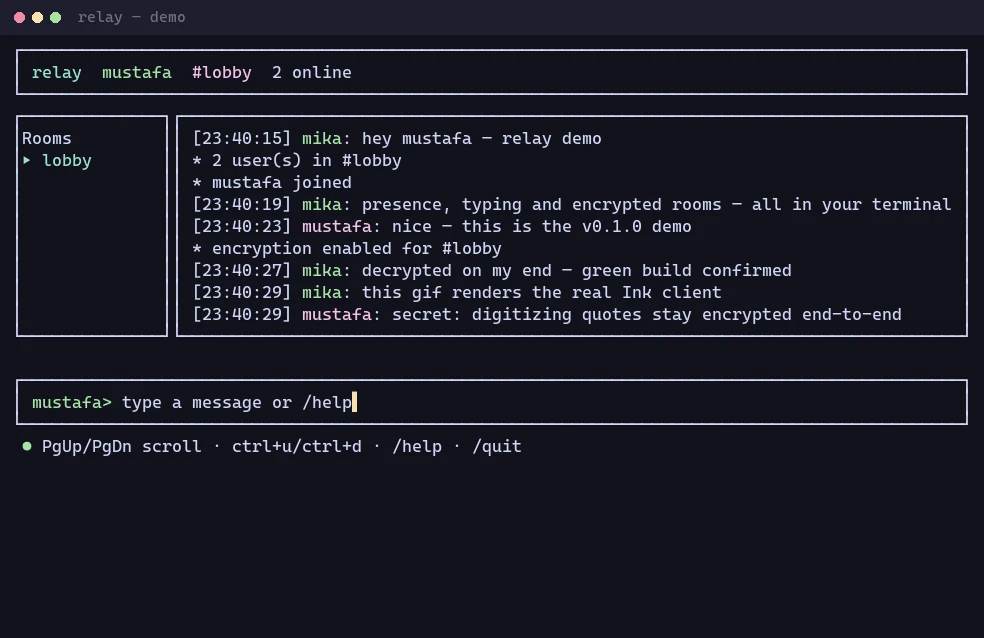 Relay — project interface