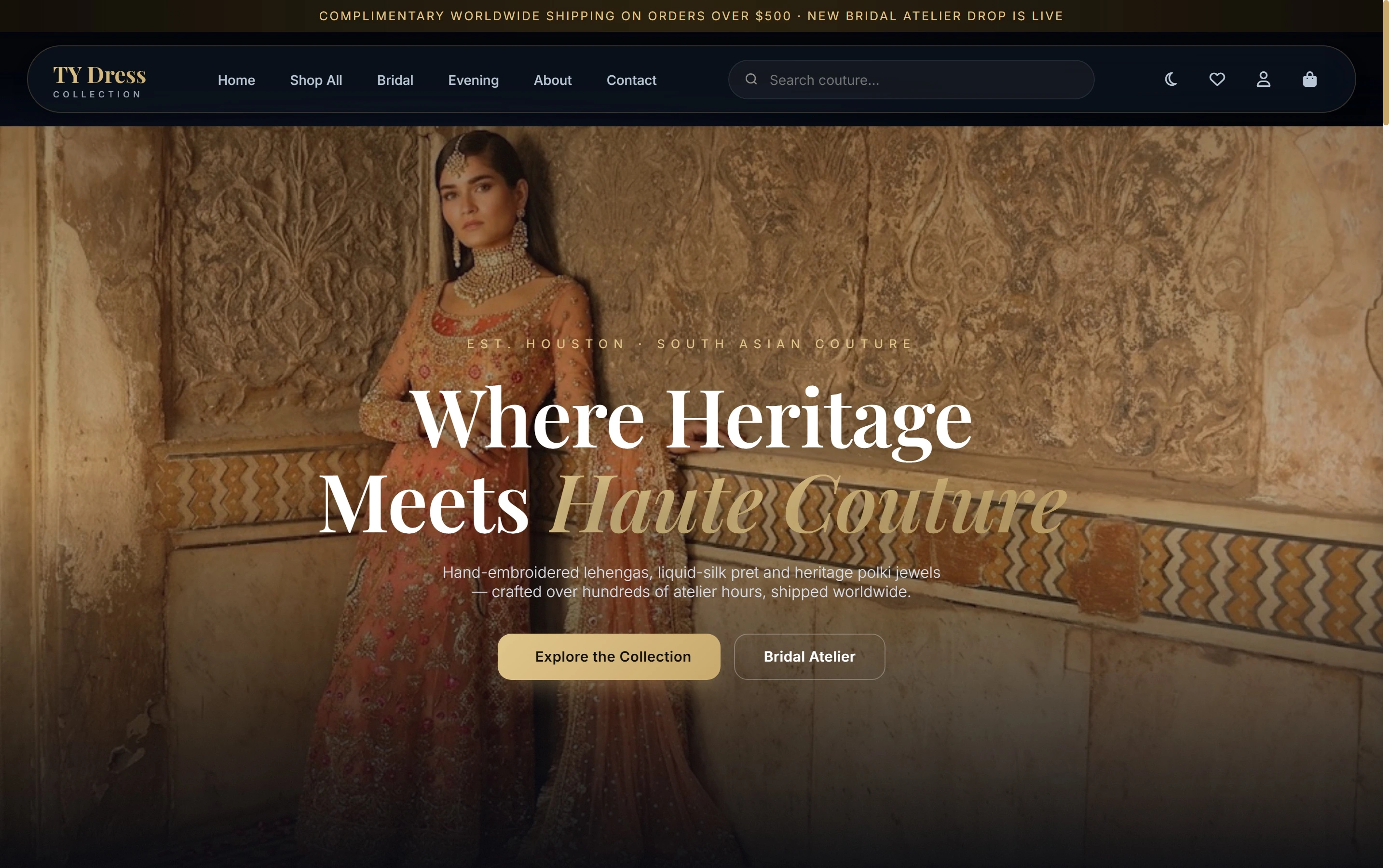 TY Dress Collection couture commerce interface